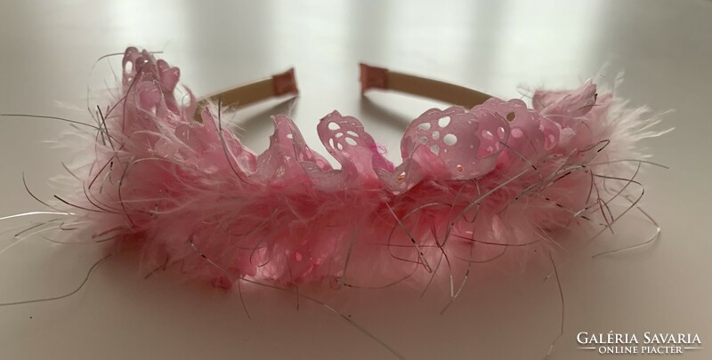 Beautiful fluffy marabou feather lace delicate pink baby girl headband