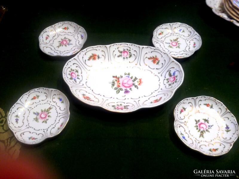 Hollóháza pannonia hand-painted Viennese rose treats set - art&decoration