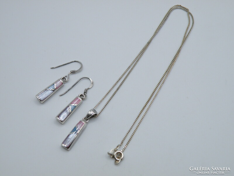 UK0209   Ezüst nyaklánc és fülbevaló szett  925