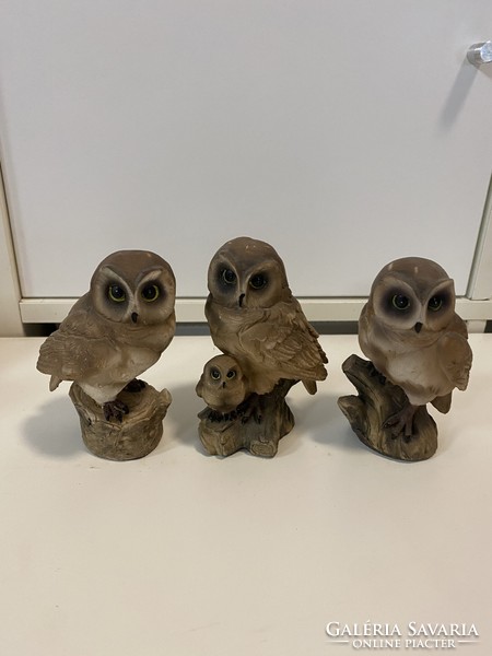 From the owl collection, 3 ceramic owl owl statue ornaments 10 cm