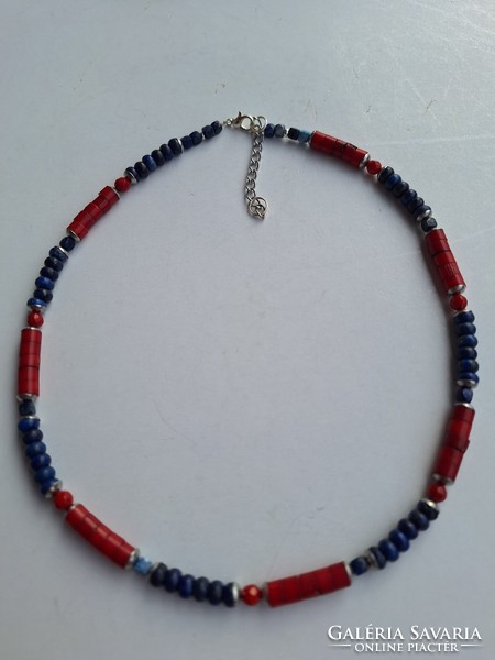 Lapis lazuli and coral necklace