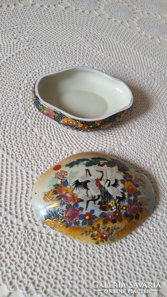 Gyönyörű mandzsú darvas,Satsuma kínai porcelán ékszertartó