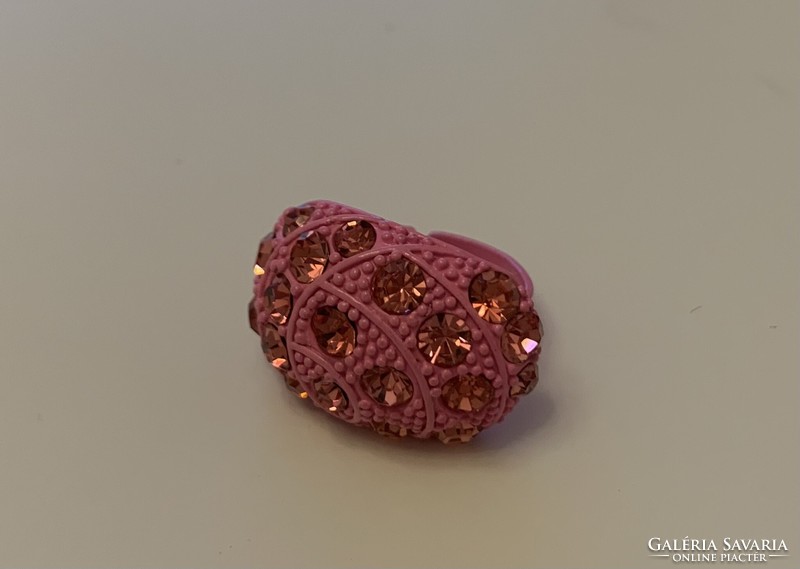 Óriási rózsaszín köves állítható koktélgyűrű koktél gyűrű 2,5 cm-es fejjel