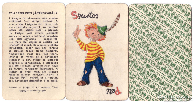 314. Szurtos Peti gyerekkártya Játékkártyagyár 1960 körül