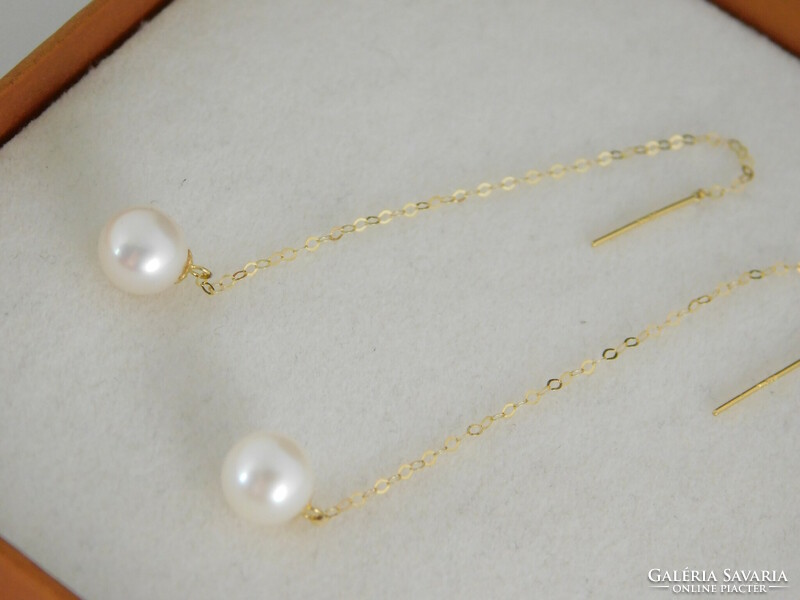 Pearl 18k gold dangle earrings