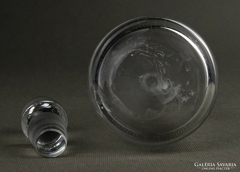 1Q391 Régi gyönyörű ecetes fújt üveg kínáló dugóval 20.5 cm
