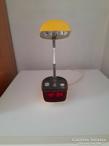 Retro table lamp with clock and alarm clock rare!!