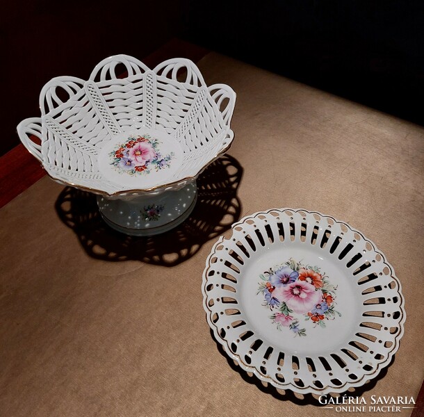 Transipor Klausenburg porcelain fruit bowl with base and plate