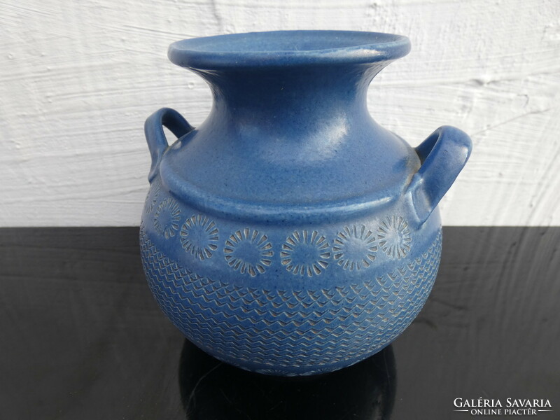 Wk Wilhelm Kagel's deep blue ceramic vase was made in West Germany in 1950