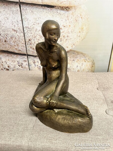 Geörcs lajos bronze inscribed ceramic female nude statue a72