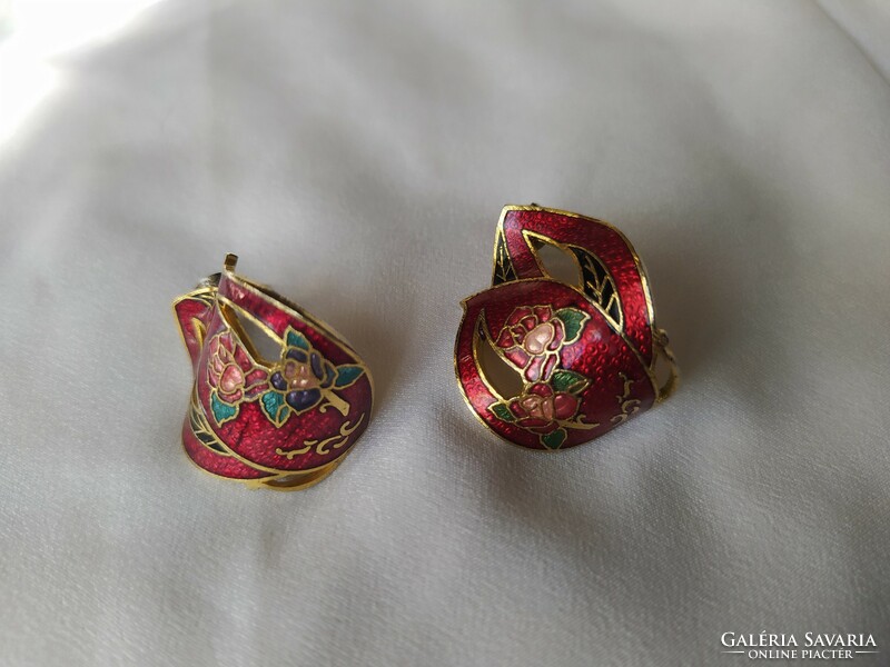 Enameled floral earrings