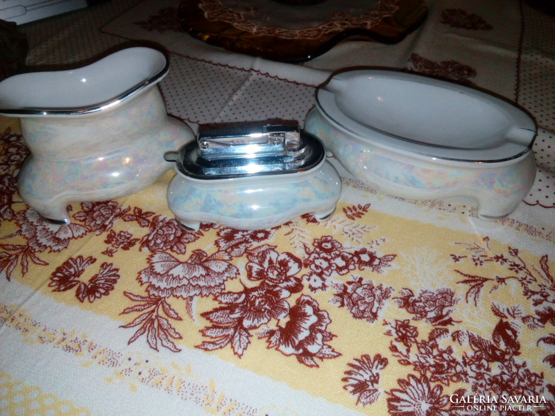 Retro jarolina eosin glazed polish porcelain smoking set