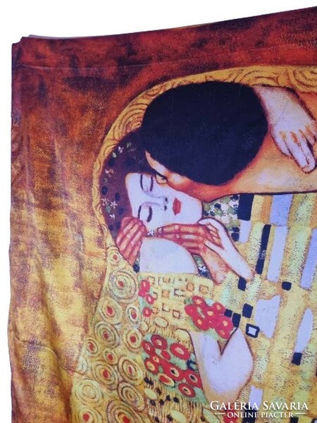 Gustav Klimt A Csók selyem kevert kétoldalas nagy kendő 75x175 cm. (6951)