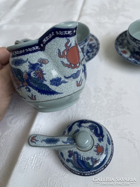 Tündéri két személyes Keleti teás készlet különleges formákkal porcelán.