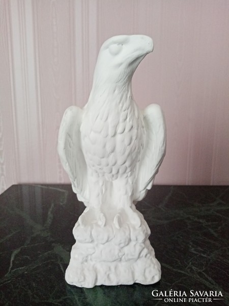 Hibátlan fehér gipsz madár - szobor - 24 cm magas