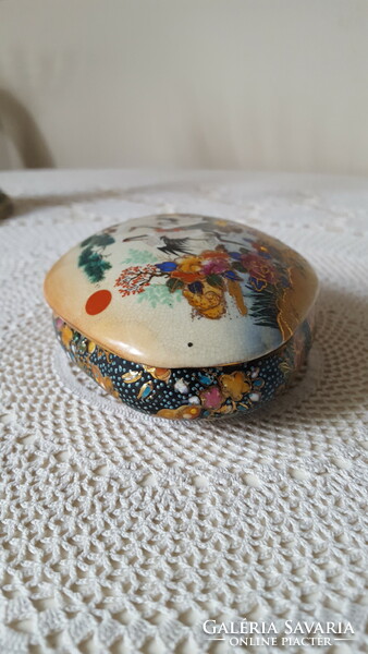 Gyönyörű mandzsú darvas,Satsuma kínai porcelán ékszertartó