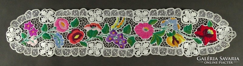 1Q403 embroidered Kalocsa lace tablecloth 14 x 66 cm