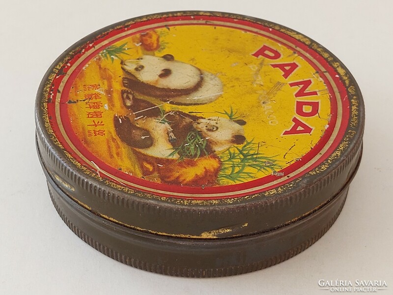 Old metal box panda pipe tobacco oriental box