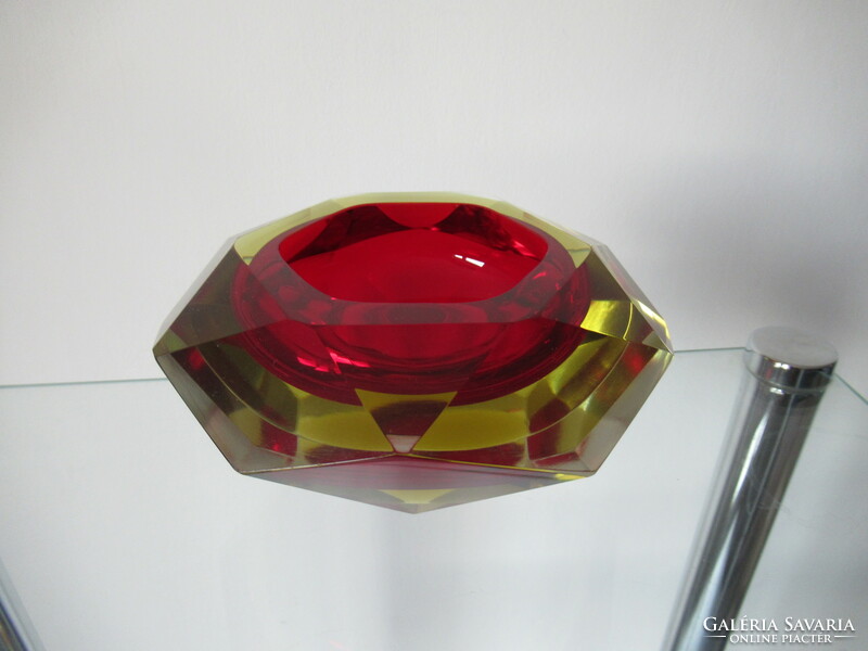 Diamond cut centerpiece, sommerso, murano