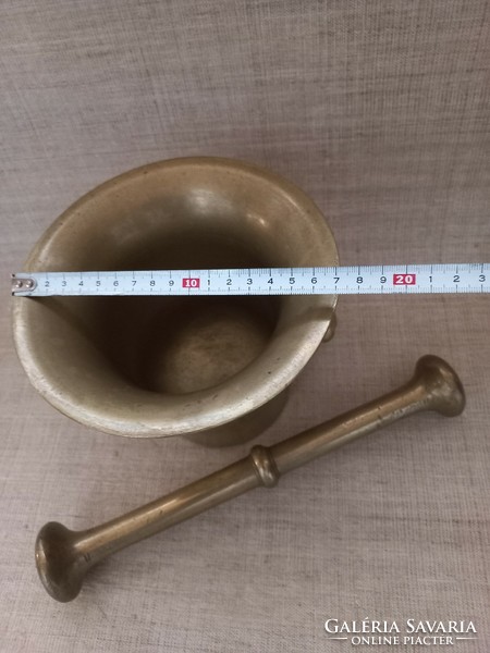 Monumental size brass mortar with pestle