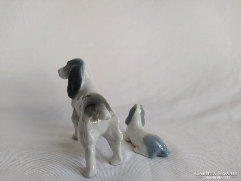 Antique metzler & ortloff porcelain spaniel miniature duo