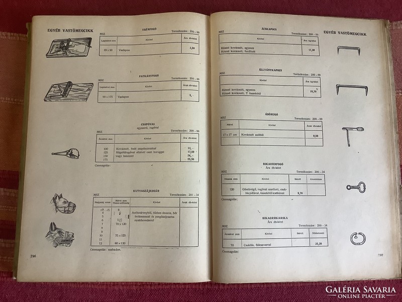 Régiség katalógus vasáruk bicska sparhelt konyhai kerti paraszti néprajz eszköz edény könyv 1966