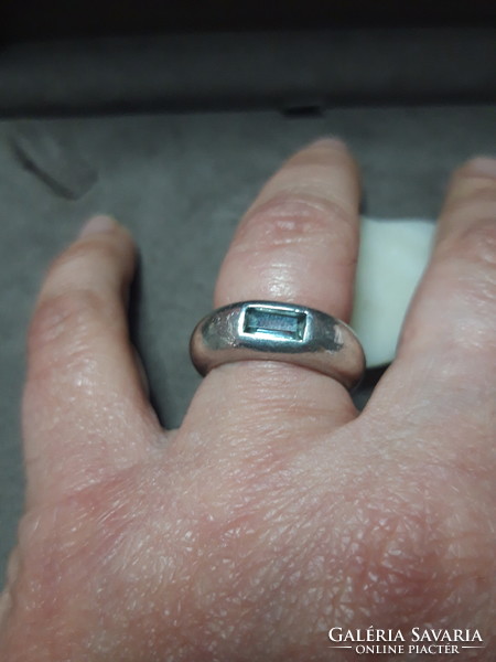 Topáz köves, sikkes ezüst gyűrű - 54- es méret