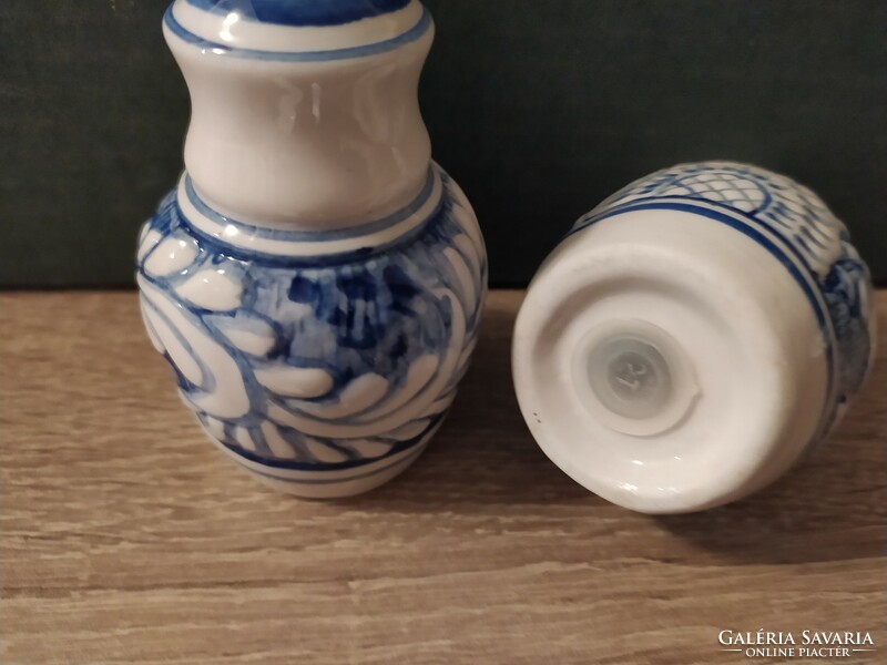 Blue and white salt and pepper shaker