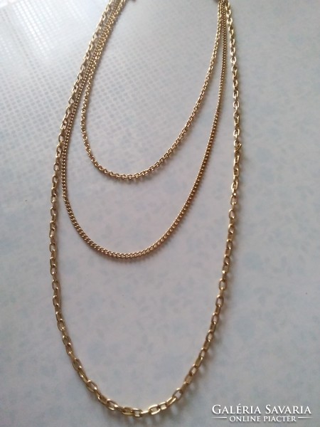Fashionable 3-row gold-plated necklace