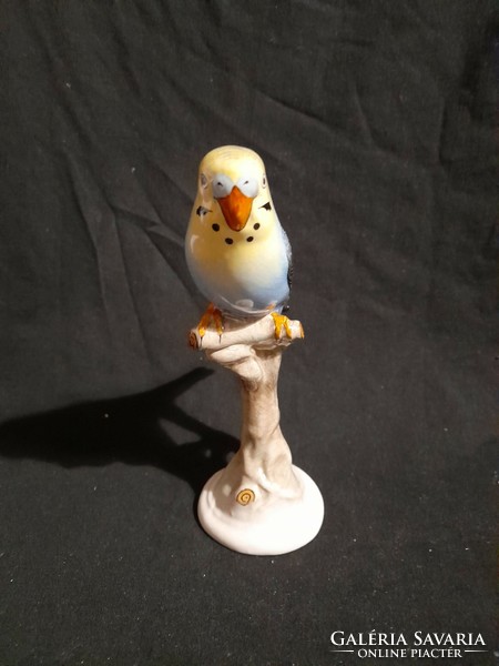 Beautiful blue Hungarian artisan porcelain parrot