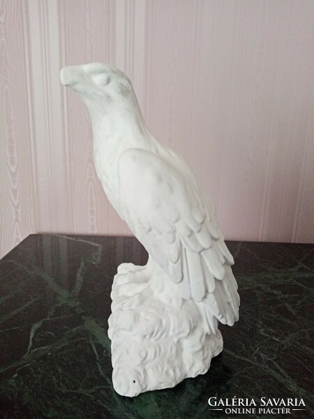 Flawless white plaster bird - statue - 24 cm high