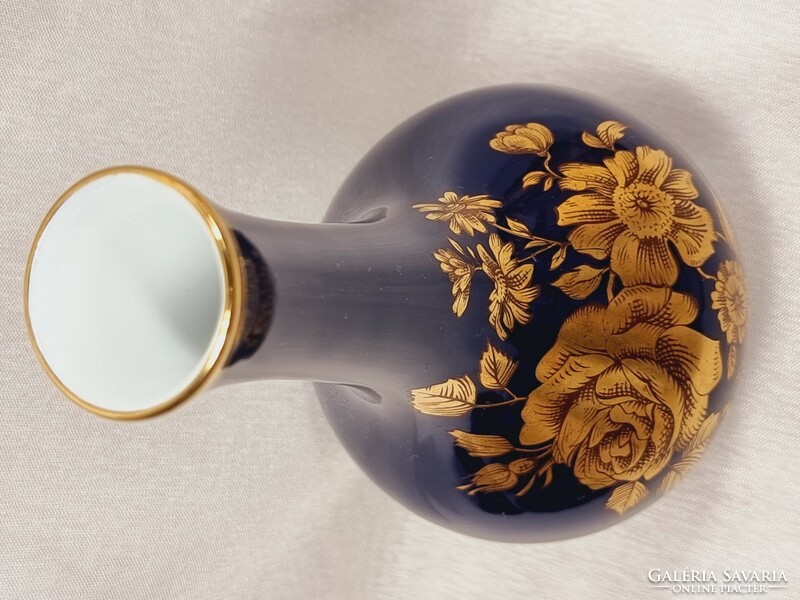 *Kpm royal cobalt blue bavaria handmade gold painting flower vase