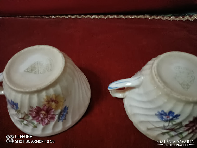 Pair of antique granite floral cups