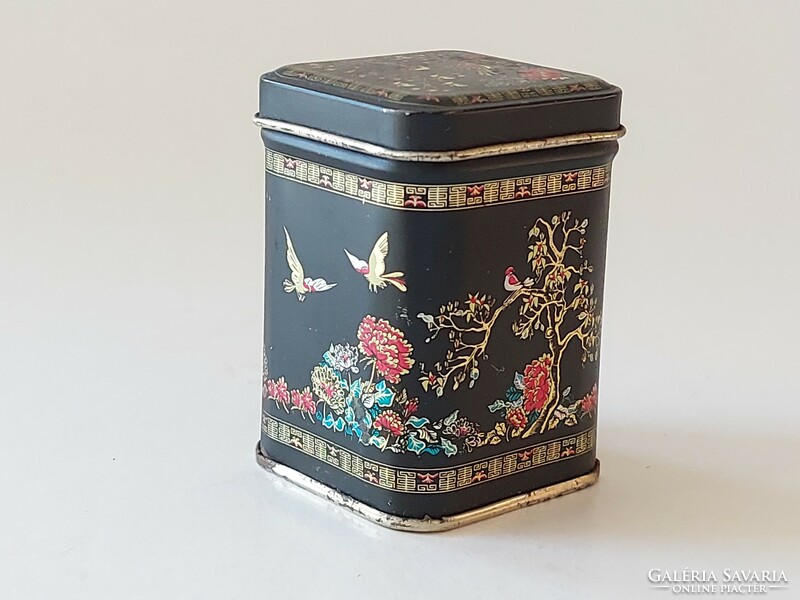 Old mini metal box with oriental pattern tea box Japanese