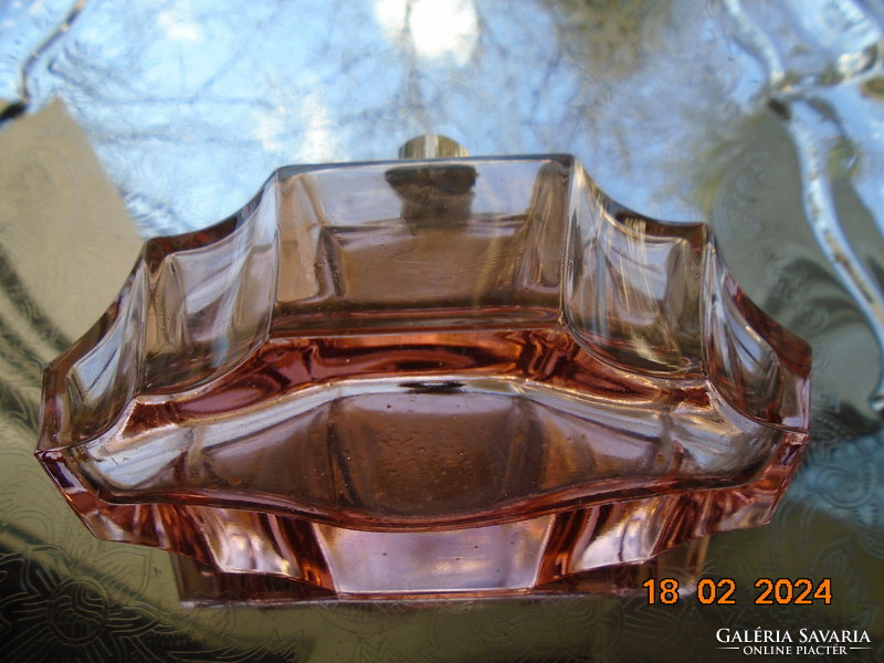Art-Deco antik lazac rózsaszín parfűmös üveg