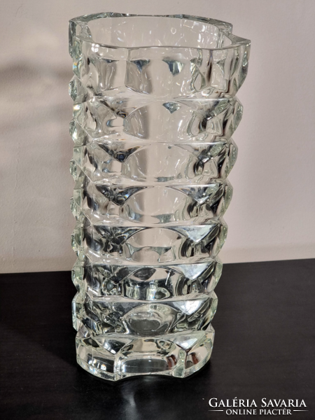 Rare French pamono, luminarc, arc deco cast glass vase. Designed by J.G. Duwald