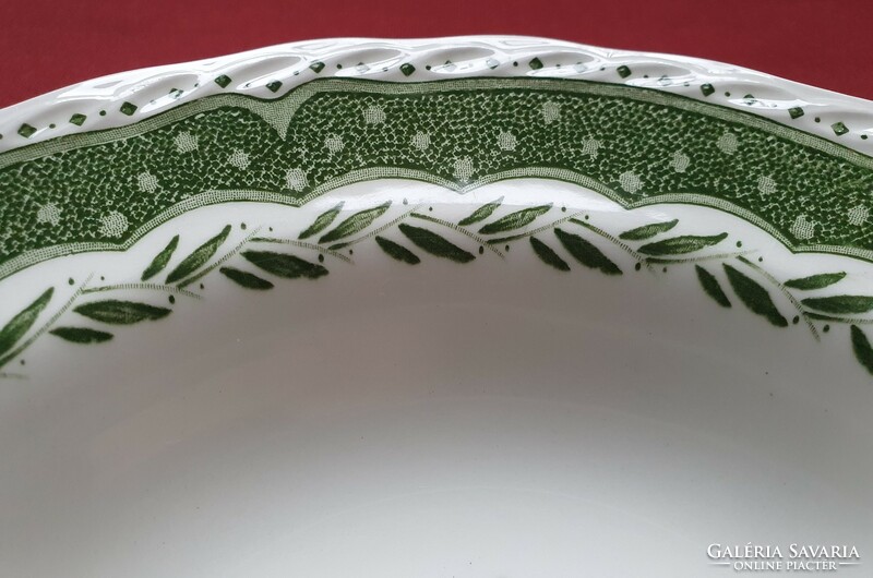 Stratford Grindley angol zöld porcelán mélytányér tányér virág mintával