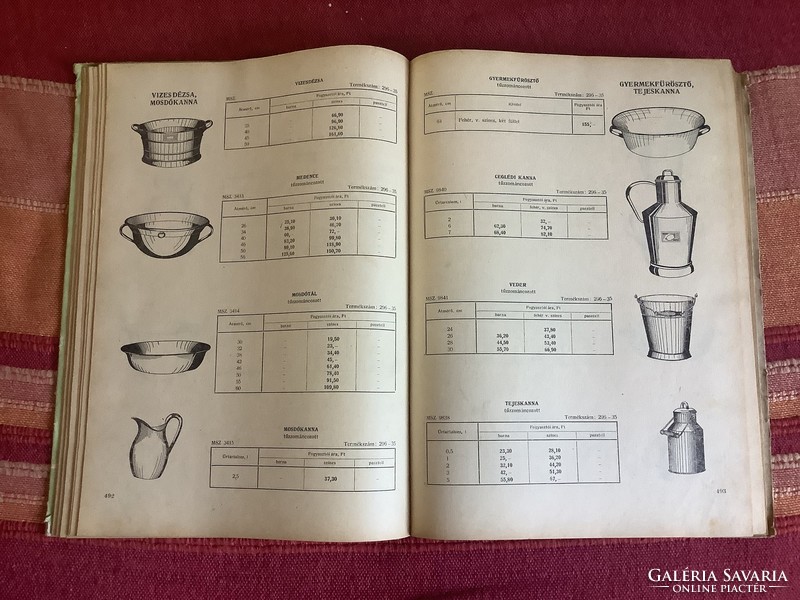 Régiség katalógus vasáruk bicska sparhelt konyhai kerti paraszti néprajz eszköz edény könyv 1966