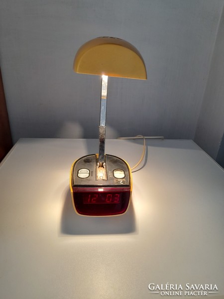 Retro table lamp with clock and alarm clock rare!!
