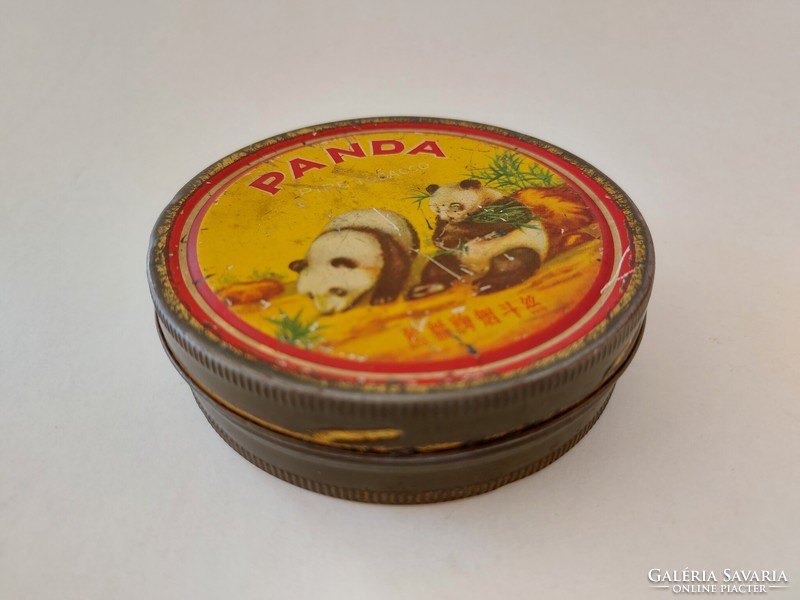 Old metal box panda pipe tobacco oriental box