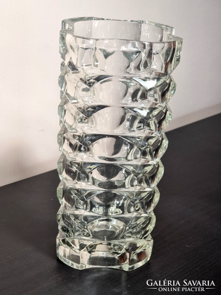 Rare French pamono, luminarc, arc deco cast glass vase. Designed by J.G. Duwald
