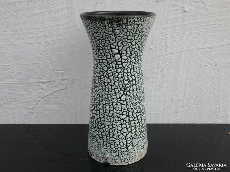 Károly Bán's cracked glazed applied art vase from the 1960s