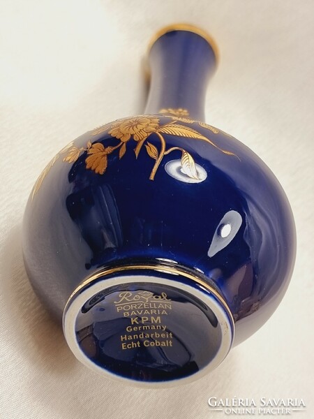 *KPM Royal Cobalt Blue Bavaria kézzel készített arany festmény virágos váza
