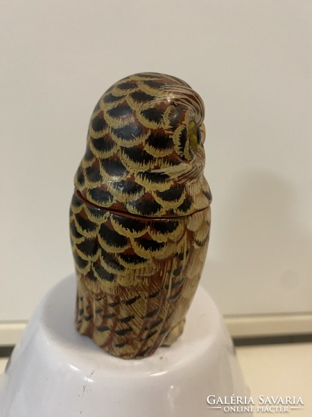 A wooden owl with a removable head, e.g. Toothpick holder 9 cm (one piece of a huge collection)