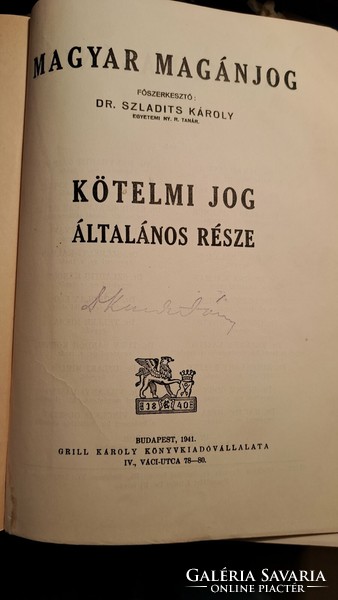 DR. SZLADITS KÁROLY: MAGYAR MAGÁNJOG. 1941.