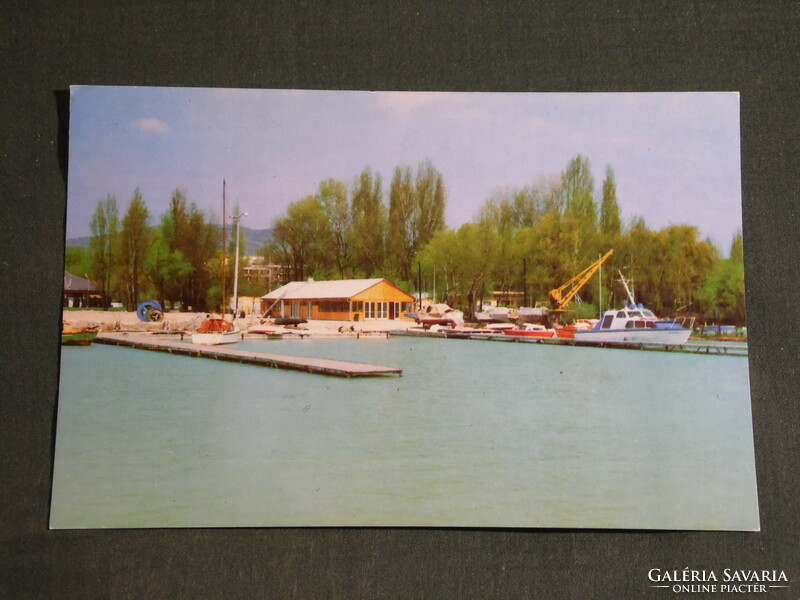 Postcard, Balatonfüred, Hungarian Sailing Association's central water station skyline