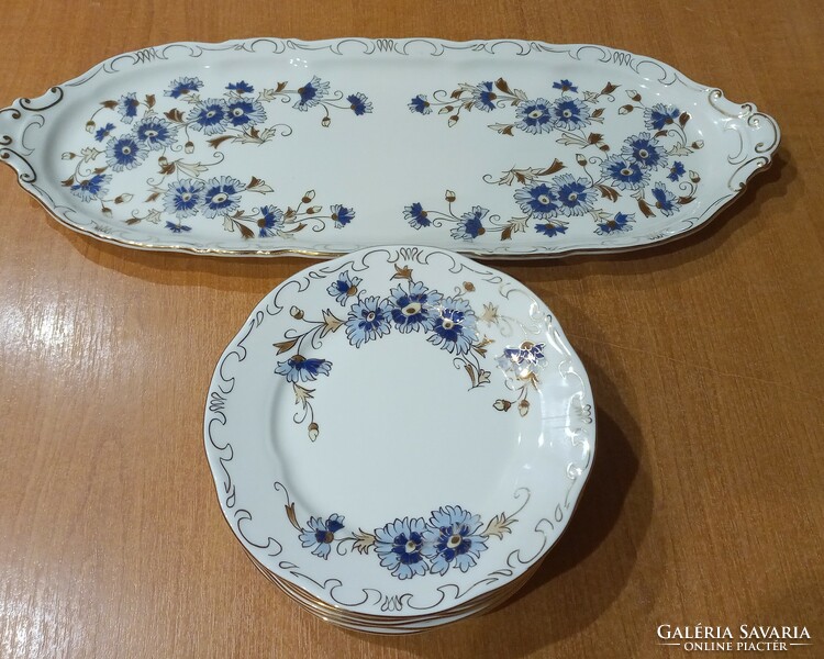 Zsolnay cornflower pattern sandwich maker set + vase + bonbonnier + ashtray