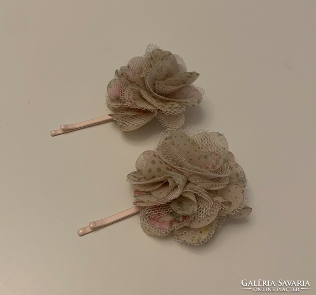Álomszép új 2 db Zenner finom romantikus pasztell rózsás csavart rózsa hajcsat csat