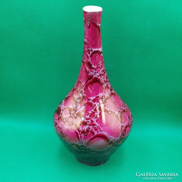 Hollóházi lüszteres márványozott porcelán váza