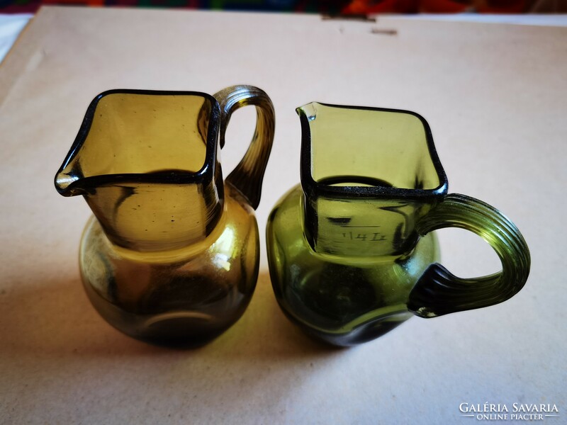 Pair of green beer bottles